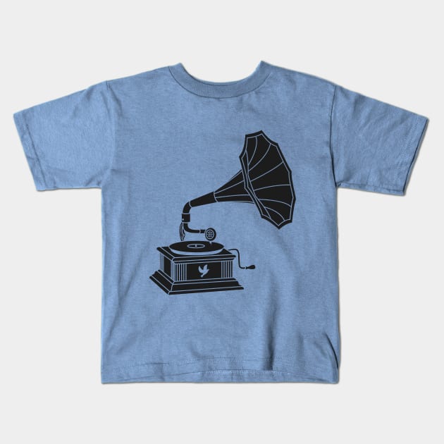 Vintage Gramophone (V2) Kids T-Shirt by PlaidDesign